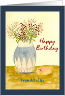 Happy Birthday From Group Wildflowers Floral Botanical Vase Painting card