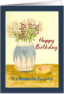 Happy Birthday Daughter Wildflowers Floral Botanical Vase Art Painting card