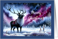 Merry Christmas General Reindeer Snow Trees Winter Sky Landscape card
