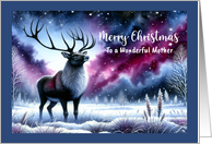 Merry Christmas Mother Reindeer Antlers Snow Winter Sunset Landscape card