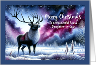 Merry Christmas Son and Daughter in Law Reindeer Antlers Snow Winter card
