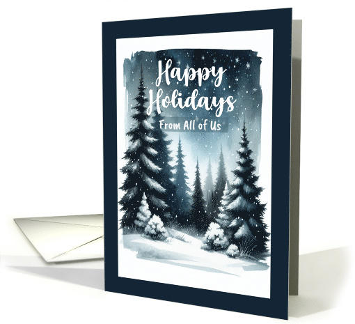 Happy Holidays From Group Evergreen Trees Snow Winter Landscape card