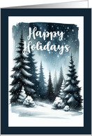 Happy Holidays General Evergreen Trees Snow Winter Sky Landscape card