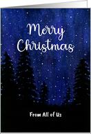 Merry Christmas From Group Winter Starry Night Trees Landscape Art card