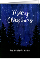 Merry Christmas Mother Winter Starry Night Trees Landscape Painting card