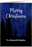 Merry Christmas Neighbor Winter Starry Night Trees Landscape Painting card