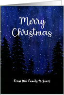 Merry Christmas Our Family to Yours Winter Starry Night Tree Landscape card