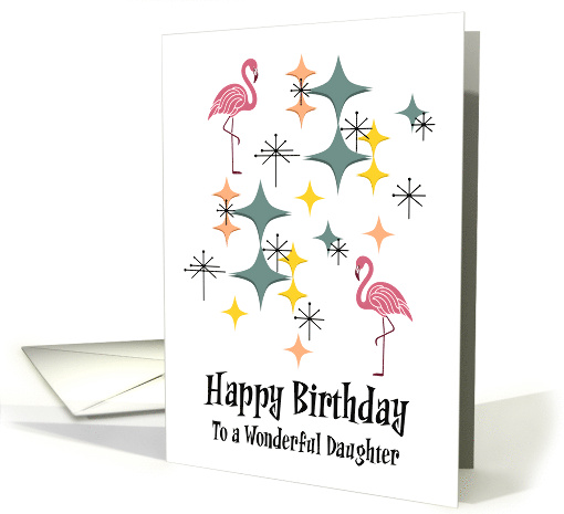 Retro Birthday Daughter Mid Century Modern Pink Flamingo... (1889730)