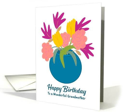 Happy Birthday Grandmother Floral Flowers Botanical Vase... (1891580)