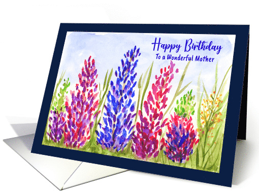 Happy Birthday Mother Lupin Flowers Botanical Wildflowers... (1891780)