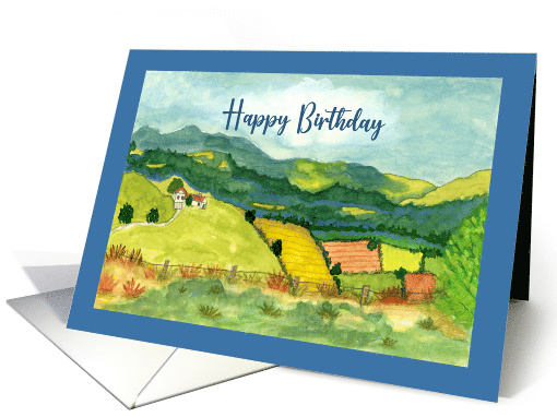 Happy Birthday General Farm House Farmland Mountains... (1892230)