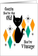 Funny Retro Birthday Cousin You’re Not Old You’re Vintage Cat Diamonds card