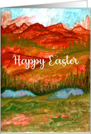 Happy Easter General Mountains Landscape Valley Painting Illustration card