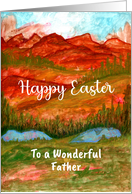 Happy Easter Father Mountains Landscape Valley Painting Watercolor card