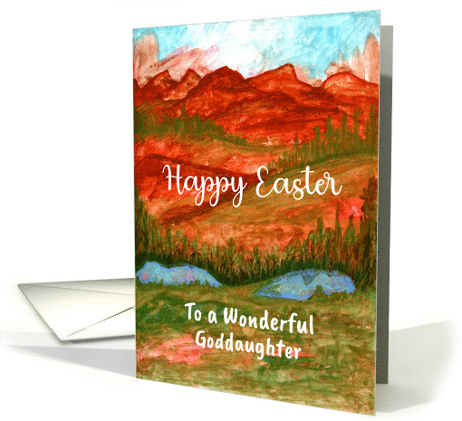 Happy Easter Goddaughter Mountains Landscape Valley Painting Art card
