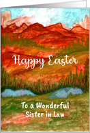 Happy Easter Sister in Law Mountains Landscape Valley Painting Art card