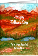 Happy Father’s Day Grandpa Valley Landscape Trees Mountains Lakes Art card