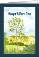 Happy Father’s Day General Landscape Tree Mountains Pastures Painting card