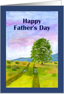 Happy Father’s Day General Landscape Tree Mountain Pasture Sunrise Art card