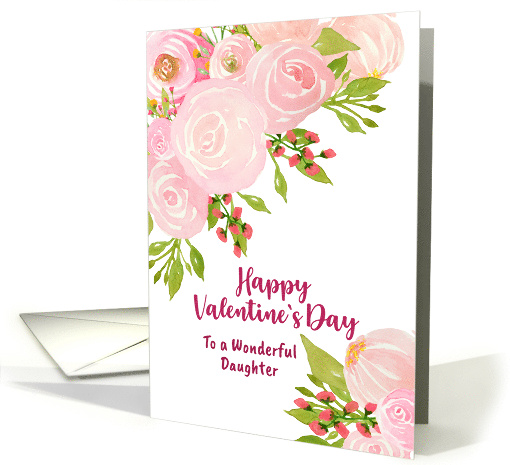 Happy Valentine's Day Daughter Watercolor Flowers Rose... (1899598)