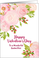 Happy Valentine’s Day Godmother Watercolor Floral Rose Peony Bouquet card