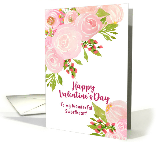 Happy Valentine's Day Sweetheart Watercolor Flowers Rose... (1899634)