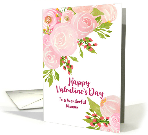Happy Valentine's Day For Her Watercolor Flowers Rose... (1899710)