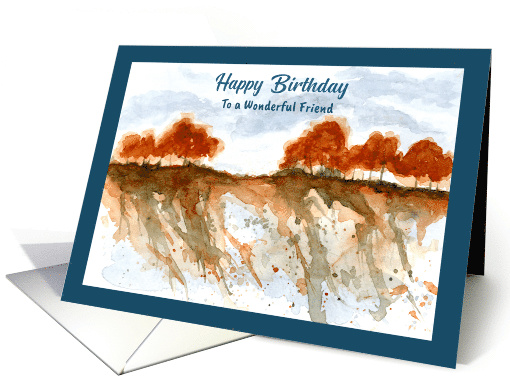 Happy Birthday Friend Red Trees Landscape Sky Hillside... (1899992)