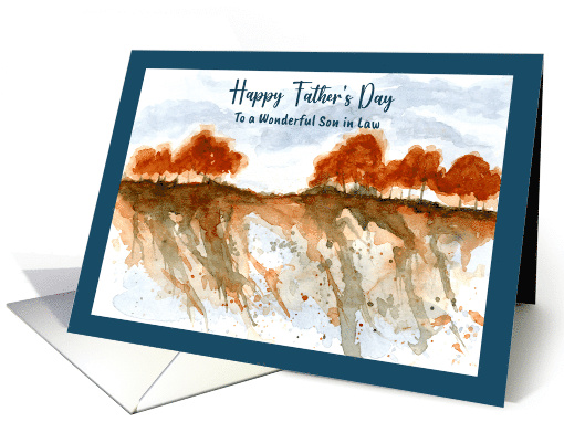 Happy Father's Day Son in Law Red Trees Landscape Watercolor Sky card