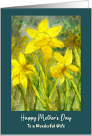 Happy Mother’s Day Wife Yellow Daffodils Flowers Floral Watercolor card