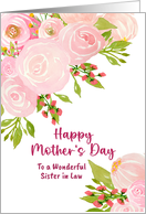 Happy Mother’s Day Sister in Law Pink Roses Peony Flowers Floral Art card