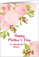 Happy Mother’s Day For Her Pink Roses Peony Flowers Floral Botanical card