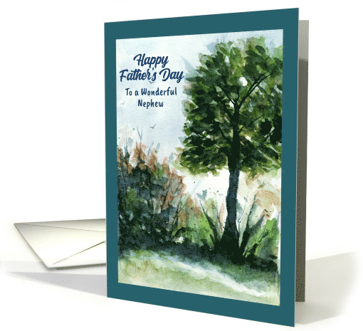 Happy Father's Day Nephew Landscape Tree Nature Summer Painting card