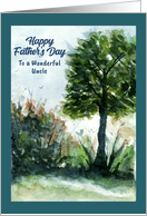 Happy Father’s Day Uncle Landscape Tree Nature Summer Watercolor Art card