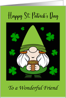 Happy St Patrick’s Day Friend Gnome Shamrocks Pot of Gold Lucky card