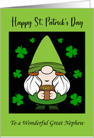 Happy St Patrick’s Day Great Nephew Gnome Shamrocks Pot Gold Lucky card