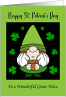 Happy St Patrick’s Day Great Niece Gnome Shamrocks Pot of Gold Lucky card
