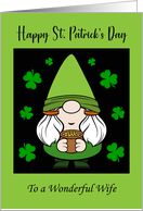Happy St Patrick’s Day Wife Gnome Shamrocks Pot of Gold Lucky Day card