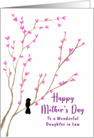 Happy Mother’s Day Daughter in Law Black Bird Pink Blossoms Floral card