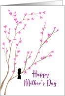 Happy Mother’s Day General Black Bird Pink Blossoms Floral Painting card