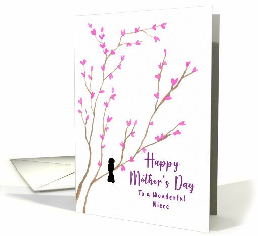Happy Mother's Day Niece Black Bird Pink Blossoms Floral... (1904182)
