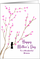 Happy Mother’s Day For Her Black Bird Pink Blossoms Floral Watercolor card