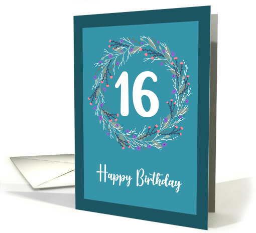 Happy Birthday General Sweet 16 Floral Wreath Wildflowers... (1904334)