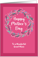 Happy Mother’s Day Great Niece Floral Wreath Wildflowers Botanical card