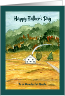 Happy Father’s Day Uncle Trees House Landscape Mountain Watercolor card