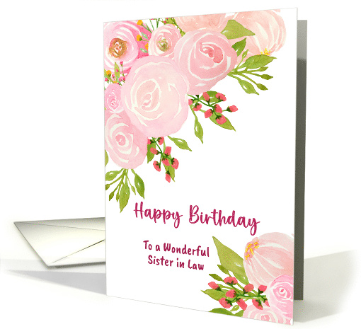 Happy Birthday Sister in Law Pink Roses Peony Flowers... (1905212)