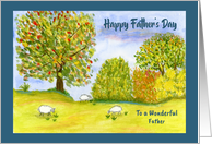 Happy Father’s Day Father Husband Meadow Sheep Trees Landscape Art card
