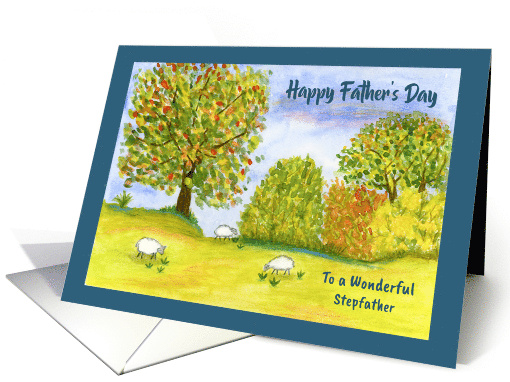 Happy Father's Day Stepfather Meadow Sheep Trees... (1905630)