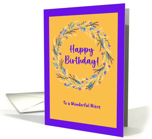 Happy Birthday Niece Floral Wreath Wildflowers Botanical Flowers card
