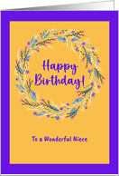 Happy Birthday Niece Floral Wreath Wildflowers Botanical Flowers card